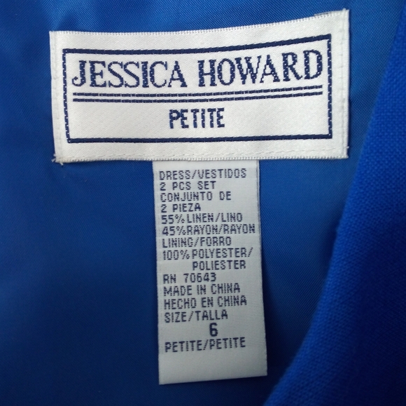 Jessica Howard Petite Blue 2 Piece Dress Open Cardigan Set Cruise Resort Lined 6 - Picture 8 of 12